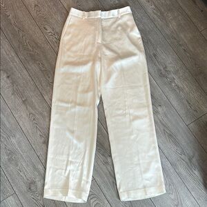 Aritzia Cream Wide-Leg Pants